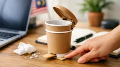 DIY mini tong sampah meja tekan pedal untuk kekal fokus kerja dan belajar