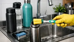 Trik 5 minit cuci botol air bermulut sempit: guna berus gigi terpakai jadi pemegang span