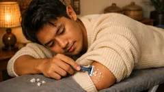 Cara buang tompokan pada kain knit tanpa mesin guna pisau cukur T