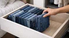 Cara lipat jeans gaya KonMari yang buat laci nampak luas dalam 5 minit