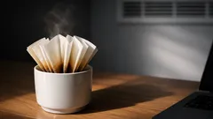 Pelembap mini guna penapis kopi: helah mudah lawan udara kering air-cond