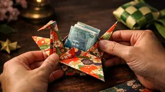 Cara buat sampul duit raya gaya origami tsuru guna 1 keping kertas