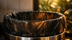 Trik pasang beg sampah supaya terus jatuh ke dasar tong tanpa seluk tangan