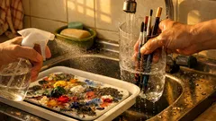 Cara cuci palet cat tanpa percikan, sinki pun kekal bersih