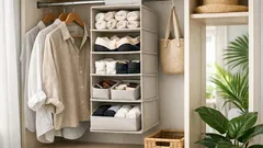 Trik susun almari pakaian kecil: guna hanging organizer 5 tingkat untuk ruang menegak