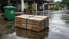 Trik takuk kecil untuk ikat kadbod supaya tali rafia tak melurut